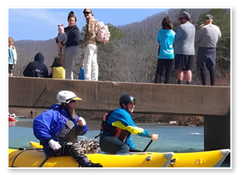 Kayakers on one of the many creeks in the area