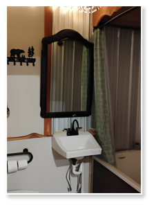 A bathroom in one of our cabins