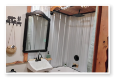 A bathroom in one of our cabins