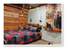 A bedroom in one of our cabins