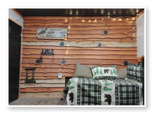 A bedroom in one of our cabins