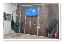 The living area in one of our cabins